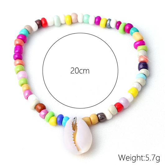 Multi Color Shell Beaded Polyresin Anklet