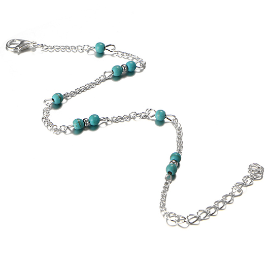 Mint Green Turquoise Beaded Alloy Anklet