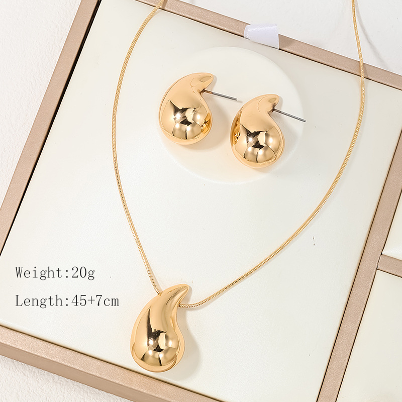 Gold Teardrop Design Plastic Earrings Set