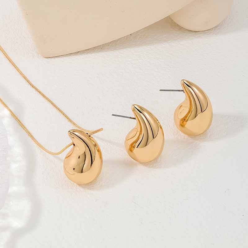 Gold Teardrop Design Plastic Earrings Set