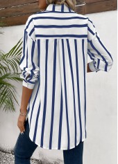 Blue Button Striped Long Sleeve Shirt | thumb picture 