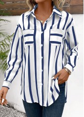 Blue Button Striped Long Sleeve Shirt | thumb picture 