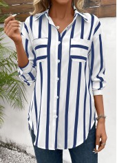 Blue Button Striped Long Sleeve Shirt | thumb picture 