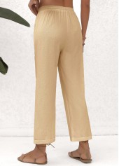 Beige Pocket Elastic Waist High Waisted Pants | thumb picture 