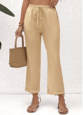 Beige Pocket Elastic Waist High Waisted Pants | thumb picture 