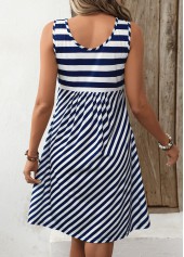Navy Pocket Striped A Line Sleeveless Scoop Neck Dress | thumb picture 