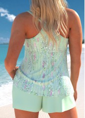 Printed Non-sequined Light Green Tankini Set | thumb picture 