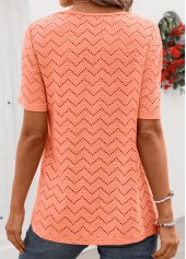 Orange Tuck Stitch Short Sleeve Round Neck T Shirt | thumb picture 