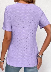 Light Purple Circular Ring Short Sleeve V Neck Blouse | thumb picture 