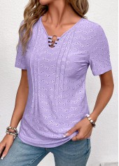 Light Purple Circular Ring Short Sleeve V Neck Blouse | thumb picture 