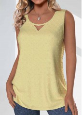 Light Yellow Button Sleeveless Round Neck Tank Top | thumb picture 