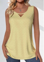 Light Yellow Button Sleeveless Round Neck Tank Top | thumb picture 