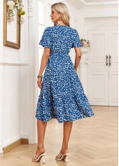 Denim Blue Pocket Ditsy Floral Print Short Sleeve Dress | thumb picture 