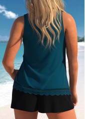 Lace Scoop Neck Peacock Blue Tankini Set | thumb picture 