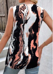 Navy Patchwork Sleeveless V Neck Tank Top | thumb picture 