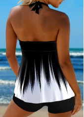 Surplice Ombre Black Tie Back Tankini Set | thumb picture 