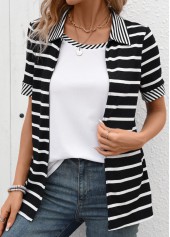 Black Fake 2in1 Striped Short Sleeve T Shirt | thumb picture 