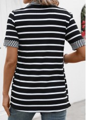 Black Fake 2in1 Striped Short Sleeve T Shirt | thumb picture 