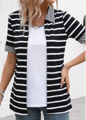 Black Fake 2in1 Striped Short Sleeve T Shirt | thumb picture 