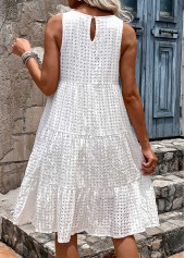 White Breathable Sleeveless Round Neck Dress | thumb picture 
