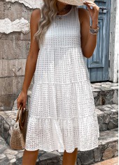 White Breathable Sleeveless Round Neck Dress | thumb picture 