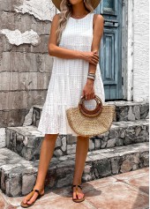 White Breathable Sleeveless Round Neck Dress | thumb picture 