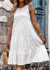 White Breathable Sleeveless Round Neck Dress | thumb picture 