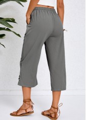 Dark Grey Pocket Elastic Waist High Waisted Pants | thumb picture 