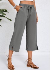 Dark Grey Pocket Elastic Waist High Waisted Pants | thumb picture 