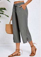 Dark Grey Pocket Elastic Waist High Waisted Pants | thumb picture 