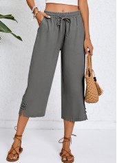 Dark Grey Pocket Elastic Waist High Waisted Pants