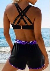 Criss Cross Zebra Stripe Print Black Bikini Set | thumb picture 