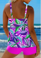 Smocked Floral Print Hot Pink Tankini Set | thumb picture 