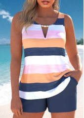 Cut Out Striped Multi Color Tankini Set