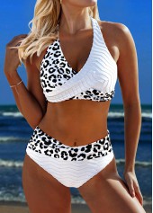 Criss Cross Leopard White Bikini Set
