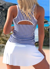 Cut Out Striped Navy Tankini Set | thumb picture 