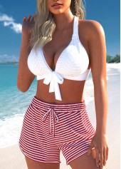 Criss Cross Striped White Bikini Set | thumb picture 