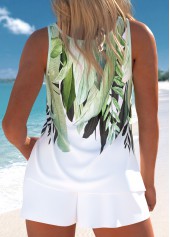 Cut Out Tropical Plants Print Light Green Tankini Set | thumb picture 