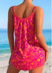 Bowknot Graffiti Print Hot Pink Tankini Set | thumb picture 