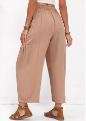 Light Coffee Pocket Elastic Waist High Waisted Pants | thumb picture 