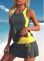 Cut Out Grey Drawstring Tankini Set | thumb picture 