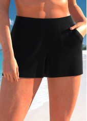 High Waisted Black Pocket Beach Shorts | thumb picture 