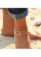 Silvery White Pearl Layered Alloy Anklet | thumb picture 