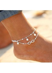 Silvery White Pearl Layered Alloy Anklet