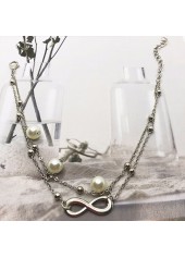 Silvery White Pearl Layered Alloy Anklet | thumb picture 