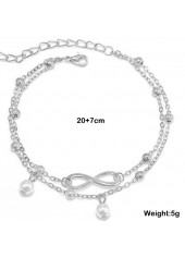 Silvery White Pearl Layered Alloy Anklet | thumb picture 