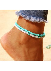 Mint Green Polyresin Beaded Layered Anklet
