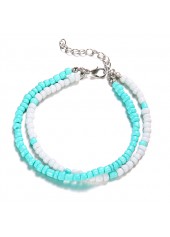 Mint Green Polyresin Beaded Layered Anklet | thumb picture 