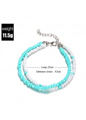 Mint Green Polyresin Beaded Layered Anklet | thumb picture 