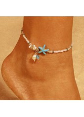 Mint Green Beaded Starfish Alloy Anklet